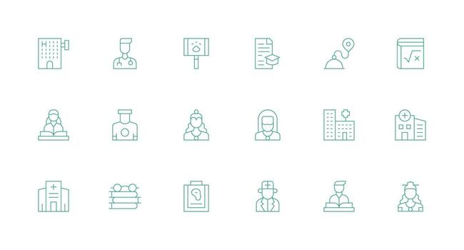 18 Minimal Line Style Icons from Exam Collection User Interface Icons for Digital Products vector