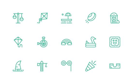 Fun Design Icons featuring 15 in Regular Line Style Icon Pack for UI vector