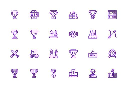 concurso icono conjunto con 24 grueso línea línea gráficos interfaz íconos para diario utilizar vector