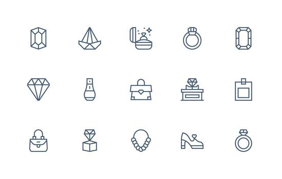 15 Icons for Luxury in Regular Line Format Multi-Style Icons for Creative Projects vector