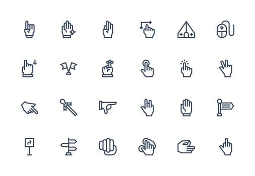 Pointer Icon Set with 24 Thick Line Line Graphics Icon Pack vector