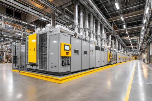 A large industrial machine in a factory photo