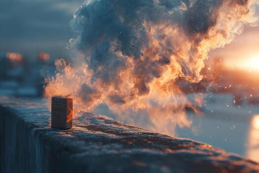 A can of soda is being blown up by the sun photo