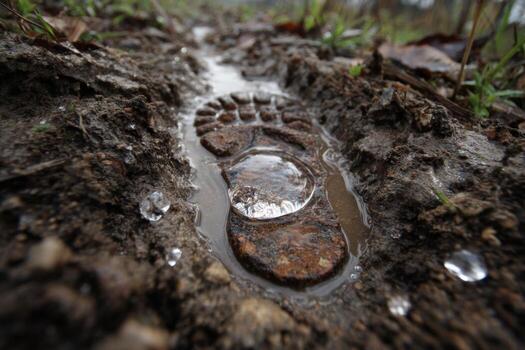 A muddy footprint in the mud photo