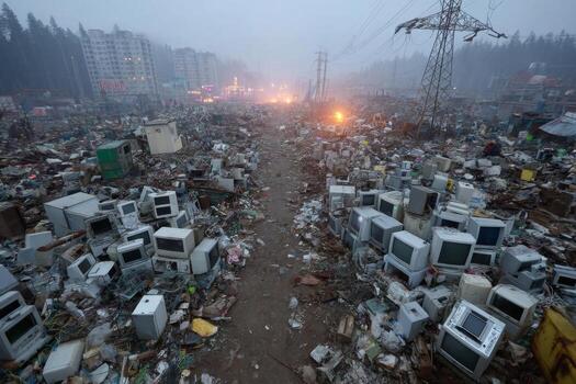 A street full of old computers and other electronics photo