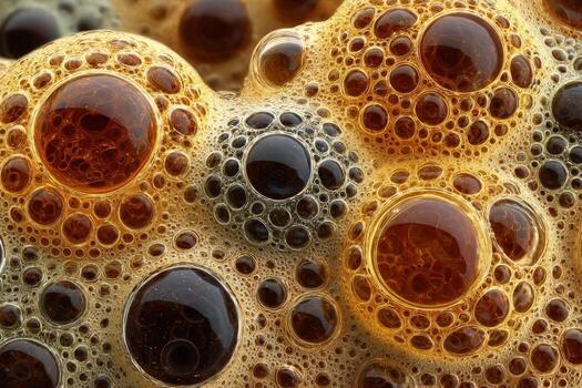 A close up of a bunch of bubbles on a surface photo