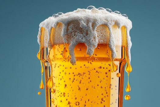 A glass of beer with a foam on top photo