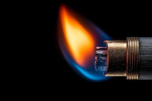 A burning match on a black background photo