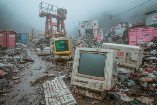A pile of computers and other electronic devices photo