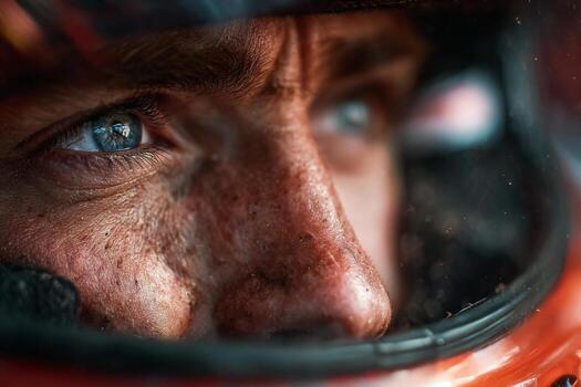 A close up of a man in a race car photo
