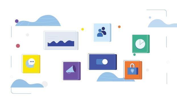 Digital Dashboard Interface with Data and Security Icons vector
