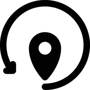 bucle invertido, DIRECCIÓN, ubicación glifo sólido icono vector