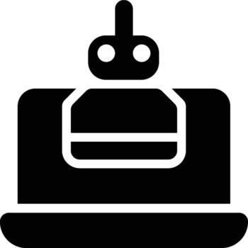 red de bots, robot, ataque glifo sólido icono vector