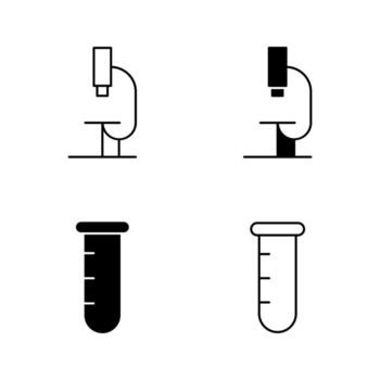 Microscope and Test Tube Icons in Solid and Line Style vector