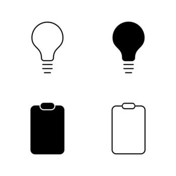 Lightbulb and Clipboard Icons Solid and Line Style Collection vector