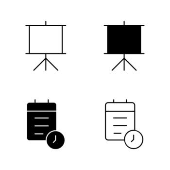 Art Easel and Class Schedule Icons in Solid and Line Style vector