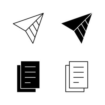 Compass and Paper Icons in Solid and Line Style vector
