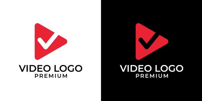 Play Logo Design with Checklist Icon Symbol Template. Minimalist Modern Play Icon Symbol. Logo Design of Play, Check, , Motion, Arrow, Verification, Triangle, . vector