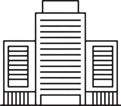 Simple outline drawing of a modern office building with multiple floors vector