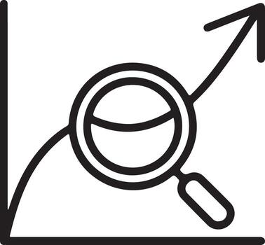 Magnifying examining upward trending graph representing business growth and analysis vector