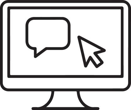 computadora pantalla con un habla burbuja y cursor icono representando en línea comunicación y mensajería vector
