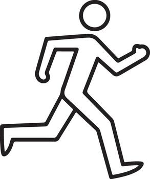 Simple outline icon of a person running fast in motion vector