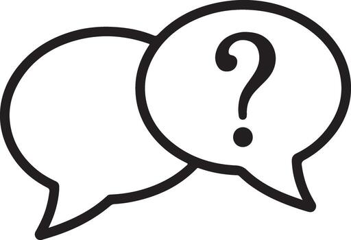 Hand drawn speech bubbles with a question mark symbolizing communication and inquiry vector