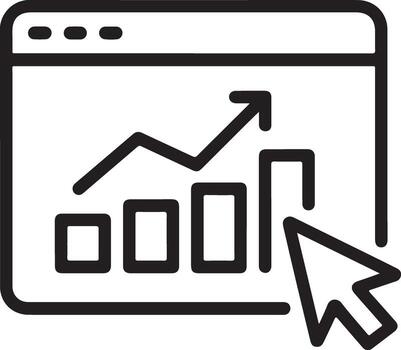 digital márketing analítica tablero con hacia arriba tendencias grafico y cursor icono vector