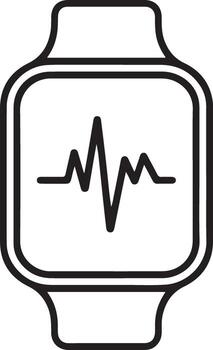Modern smartwatch displaying a heart rate monitor line graph on its screen vector