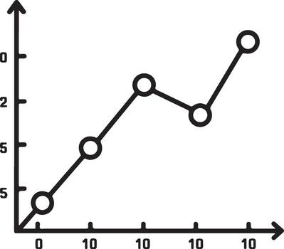 Simple line graph with data points showing an upward trend and fluctuations vector