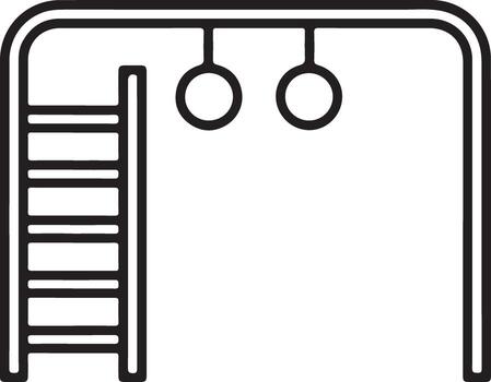 Simple outline icon of a playground monkey bar with rings and ladder vector
