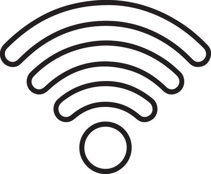Simple black and white outline of a wifi signal icon representing wireless internet connection vector