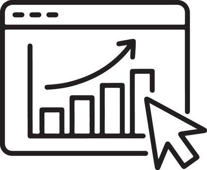 digital márketing analítica grafico en pantalla con cursor demostración hacia arriba tendencia vector