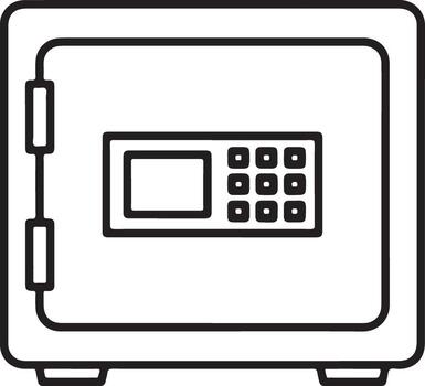 sencillo contorno ilustración de un seguro seguro con digital teclado y monitor vector