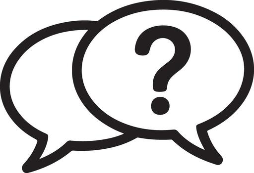 Two overlapping speech bubbles with a question mark inside representing communication and inquiry vector
