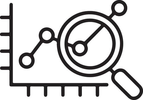 aumentador vaso analizando un creciente línea grafico con datos puntos y hachas vector