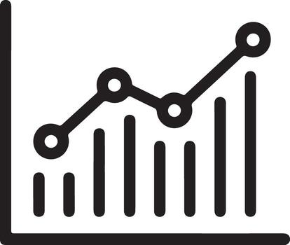Simple line graph with rising trend and bar chart elements vector