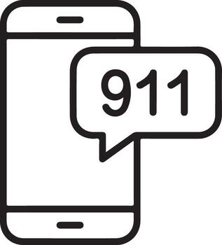 Smartphone displaying 911 emergency call notification icon vector