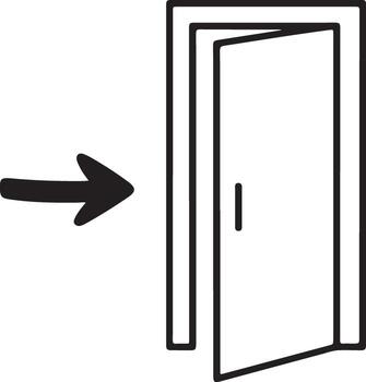 Arrow pointing towards an open door illustration vector