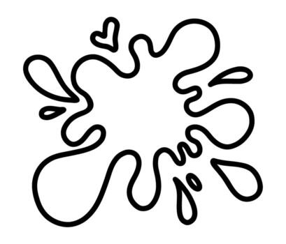 outline of ink blot with drops. Abstract hand drawn stain in sketchy style. Simple isolated element for decoration and design. vector