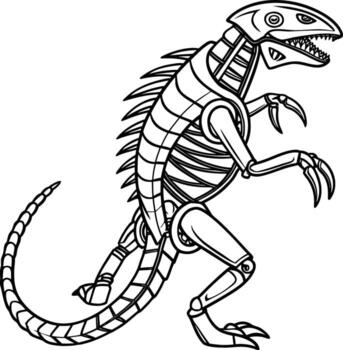 Mechanical dinosaur creature with sharp claws and tail vector