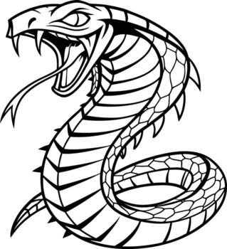 Fierce serpent with fangs and forked tongue snake reptile vector