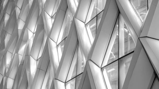 Modern Architectural Design with Intersecting Lines and Geometric Patterns in Black and White for Creative Backgrounds photo