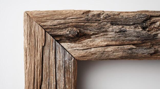 afligido madera marco esquina detalle rústico textura y natural grano patrón, de cerca Disparo para gráfico diseño foto