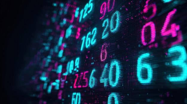 digital datos corriente monitor resumen futurista números y código brillante en cyberpunk colores foto