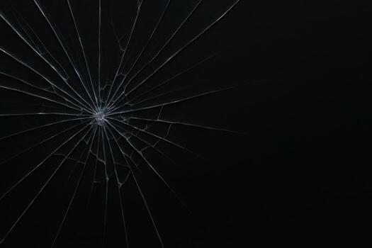 Dramatic Broken Glass Texture on Black Background Abstract Design for Overlays and Special Effects photo