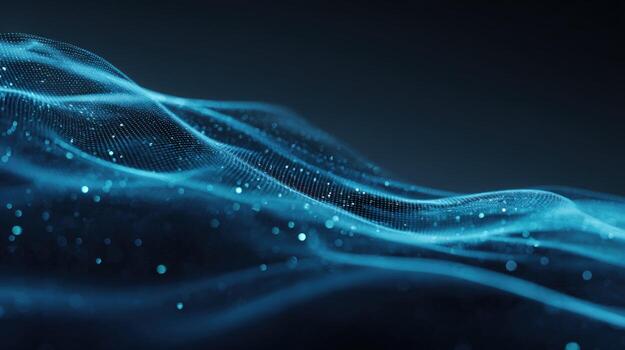 Abstract Blue Wavy Particle Surface Modern Technology Background for Presentations and Digital Design photo