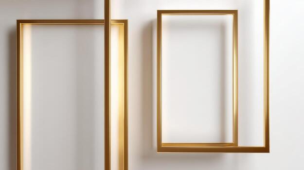 Abstract Composition with Rectangular Golden Frames on White Background for Interior Design Concepts photo