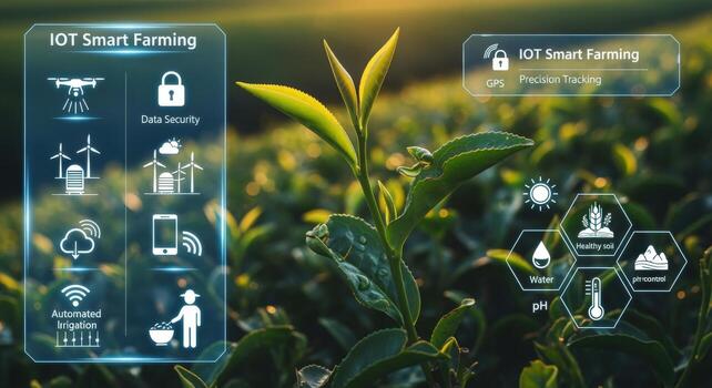 Smart Farming IOT Technology for Sustainable Agriculture and Crop Management with Digital Monitoring and Automation photo