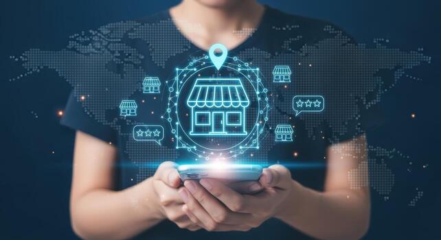 Business expansion and growth with a virtual storefront, the digital network, and worldwide connections photo